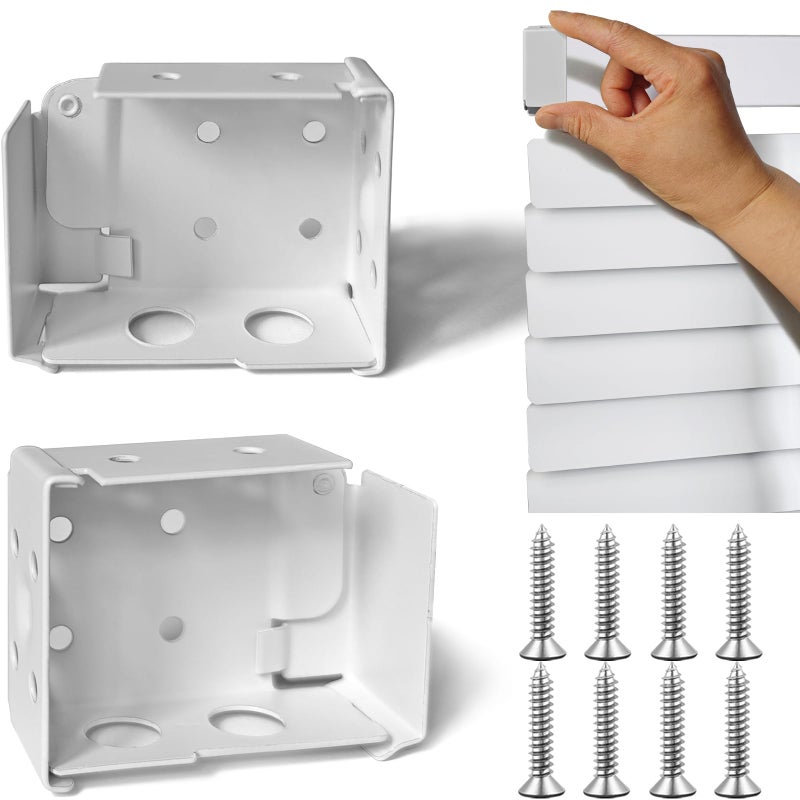 lofrcin 2pcs Mini Blind Brackets, Metal Window Blind Brackets, 2inch White Window Blinds Headrail Holder Bracket for Low Profile Blinds - Image 1